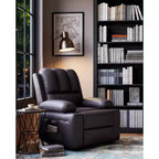Sillón reclinable de 22'', reclinable manual de cuero PU con portavasos y bolsillos laterales, diseño ergonómico para guardería, sala de estar, dormitorio