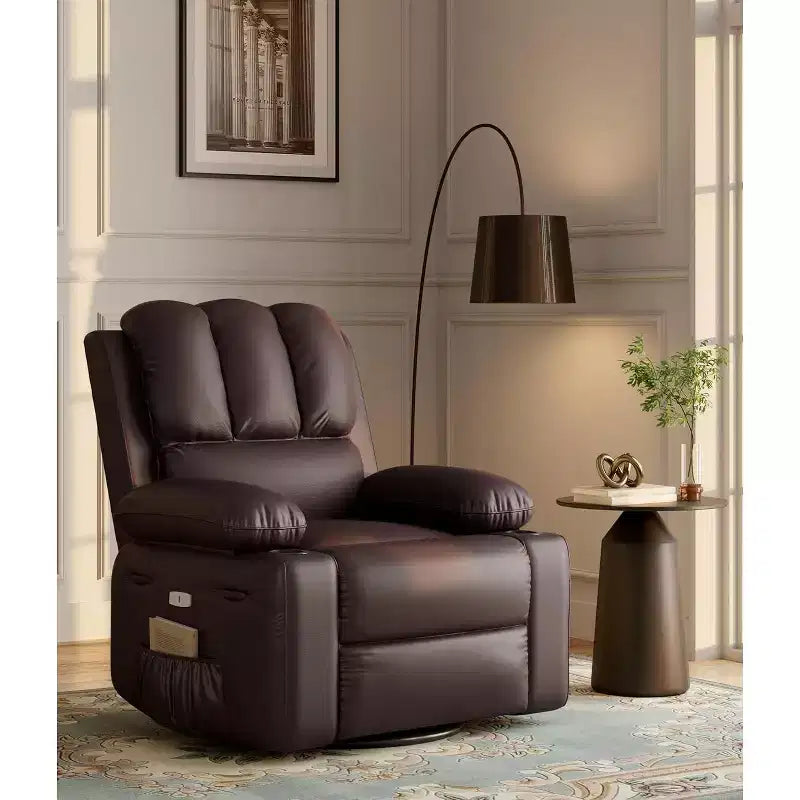 Sillón reclinable de 22'', reclinable manual de cuero PU con portavasos y bolsillos laterales, diseño ergonómico para guardería, sala de estar, dormitorio