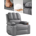 Sillón reclinable de 22'', reclinable manual de cuero PU con portavasos y bolsillos laterales, diseño ergonómico para guardería, sala de estar, dormitorio