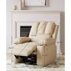 Sillón reclinable de 22'', reclinable manual de cuero PU con portavasos y bolsillos laterales, diseño ergonómico para guardería, sala de estar, dormitorio