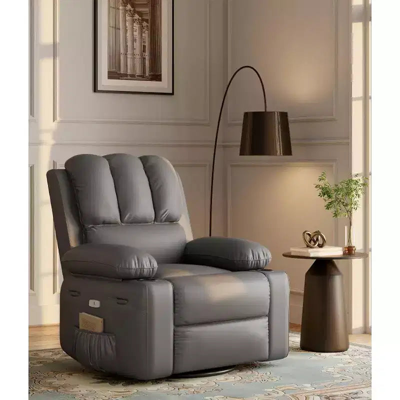 Sillón reclinable de 22'', reclinable manual de cuero PU con portavasos y bolsillos laterales, diseño ergonómico para guardería, sala de estar, dormitorio