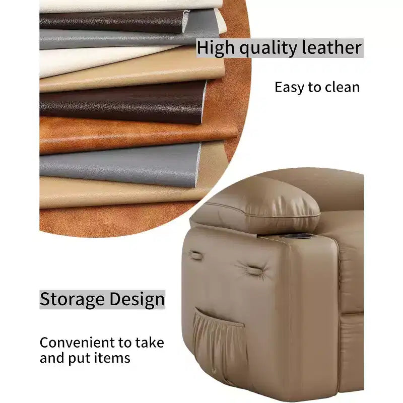 Sillón reclinable de 22'', reclinable manual de cuero PU con portavasos y bolsillos laterales, diseño ergonómico para guardería, sala de estar, dormitorio