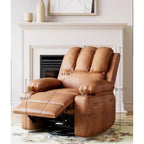 Sillón reclinable de 22'', reclinable manual de cuero PU con portavasos y bolsillos laterales, diseño ergonómico para guardería, sala de estar, dormitorio
