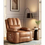Sillón reclinable de 22'', reclinable manual de cuero PU con portavasos y bolsillos laterales, diseño ergonómico para guardería, sala de estar, dormitorio