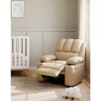 Sillón reclinable de 22'', reclinable manual de cuero PU con portavasos y bolsillos laterales, diseño ergonómico para guardería, sala de estar, dormitorio