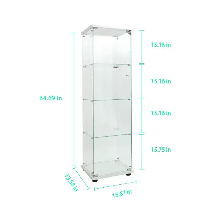 MAYEERTY Vitrina de cristal templado Almacenamiento de vino Archivador con luz Paipai a pilas Pies de suelo ajustables Sala de estar Dormitorio Oficina Blanco