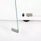 MAYEERTY Vitrina de cristal templado Almacenamiento de vino Archivador con luz Paipai a pilas Pies de suelo ajustables Sala de estar Dormitorio Oficina Blanco