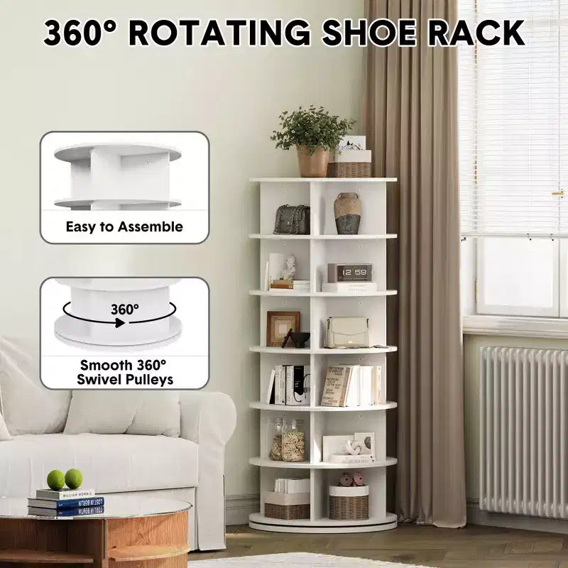 Organizador de Zapatos Giratorio 360, Estantería Giratoria, Torre Zapatero para Entrada