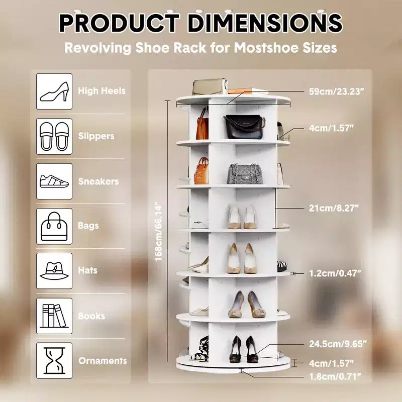 Organizador de Zapatos Giratorio 360, Estantería Giratoria, Torre Zapatero para Entrada