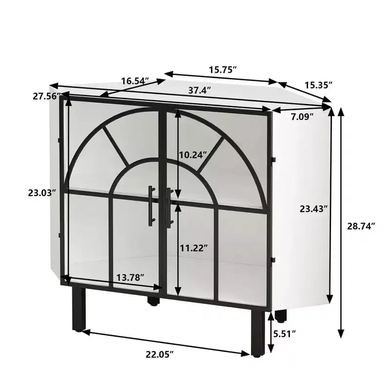 Mueble esquinero blanco TROPOW, vitrina de cristal, estantería esquinera, mueble de bar para salón, dormitorio, oficina, pasillo, estudio, blanco