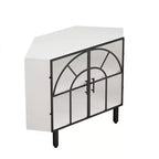 Mueble esquinero blanco TROPOW, vitrina de cristal, estantería esquinera, mueble de bar para salón, dormitorio, oficina, pasillo, estudio, blanco