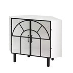 Mueble esquinero blanco TROPOW, vitrina de cristal, estantería esquinera, mueble de bar para salón, dormitorio, oficina, pasillo, estudio, blanco