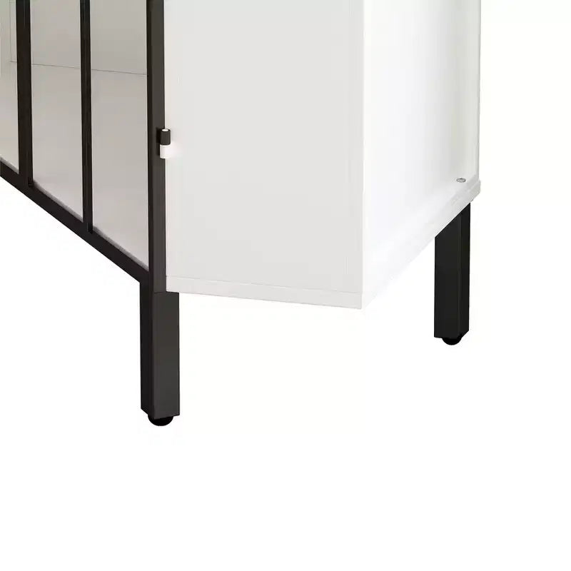 Mueble esquinero blanco TROPOW, vitrina de cristal, estantería esquinera, mueble de bar para salón, dormitorio, oficina, pasillo, estudio, blanco