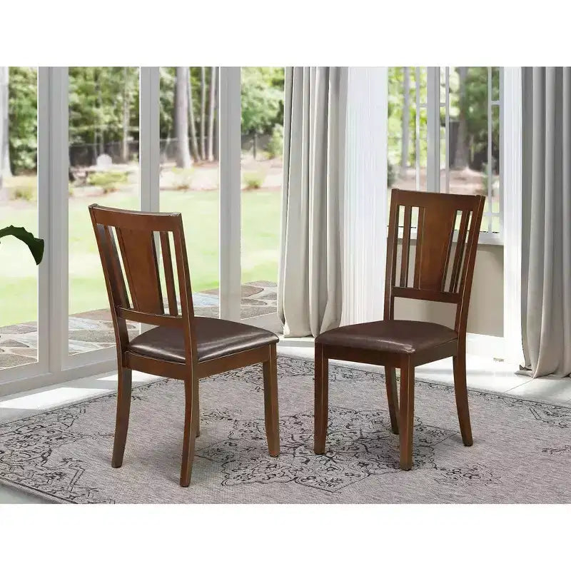 Silla de comedor Belmont de HomeStock, asiento de madera, acabado caoba, 19 L x 18 A x 35.5 H, juego de dos