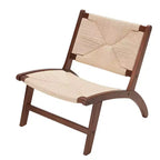 MAYEERTY Sillón Moderno Boho - Madera de Haya Escandinava, Asiento y Respaldo Trenzado de Yute (Ámbar Claro-Beige)