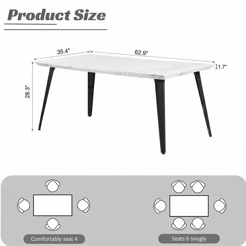 Mesa de comedor Homy Casa Moderna Industrial, mesa rectangular de 62.9 para 4 personas, para cocina o comedor