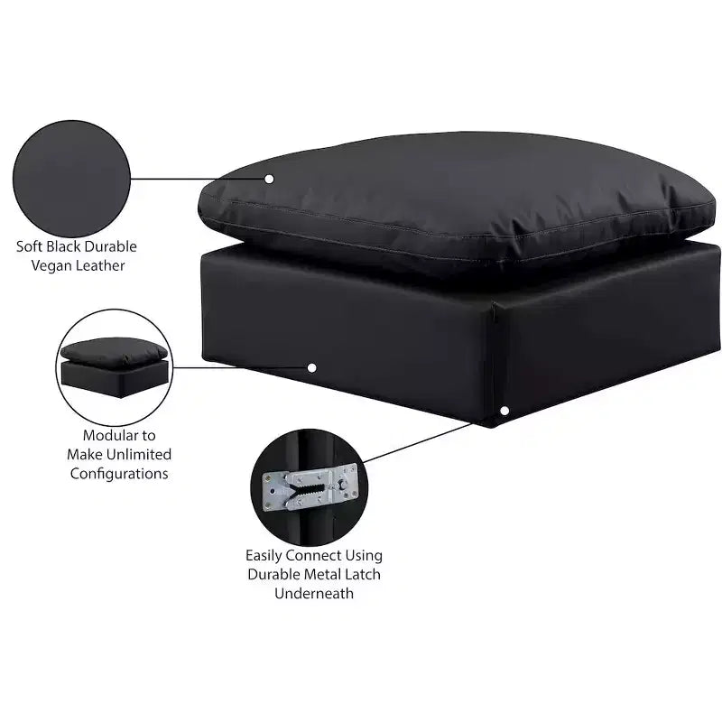 Meridian Furniture, Otomana de cuero vegano Indulge