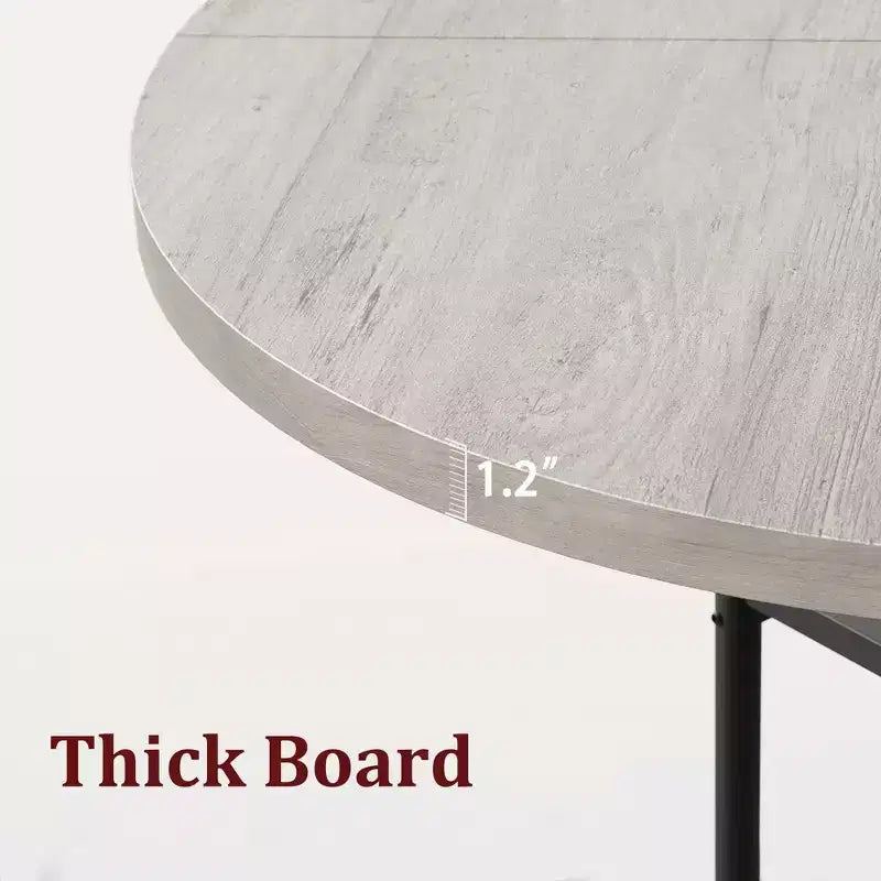 Mesa de Comedor Redonda de 47 Pulgadas para 6 Personas, Mesa de Cocina de Madera con Estantes de Almacenamiento y Patas de Metal Estilo Romano para Comedor, Cocina, Sala de Estar (Solo la Mesa)