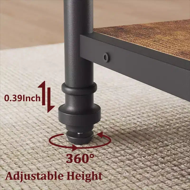 Mesa de Comedor Redonda de 47 Pulgadas para 6 Personas, Mesa de Cocina de Madera con Estantes de Almacenamiento y Patas de Metal Estilo Romano para Comedor, Cocina, Sala de Estar (Solo la Mesa)
