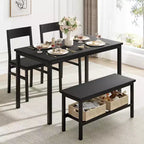 Dining Table Set for 4,Modern Kitchen Table with Chairs & Bench for Small Space,Dining Room Table Set with Metal Frame & Storage Rack,for Apartment