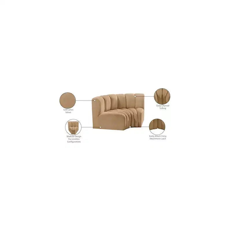 Meridian Furniture, Sofá Modular de Terciopelo Arc