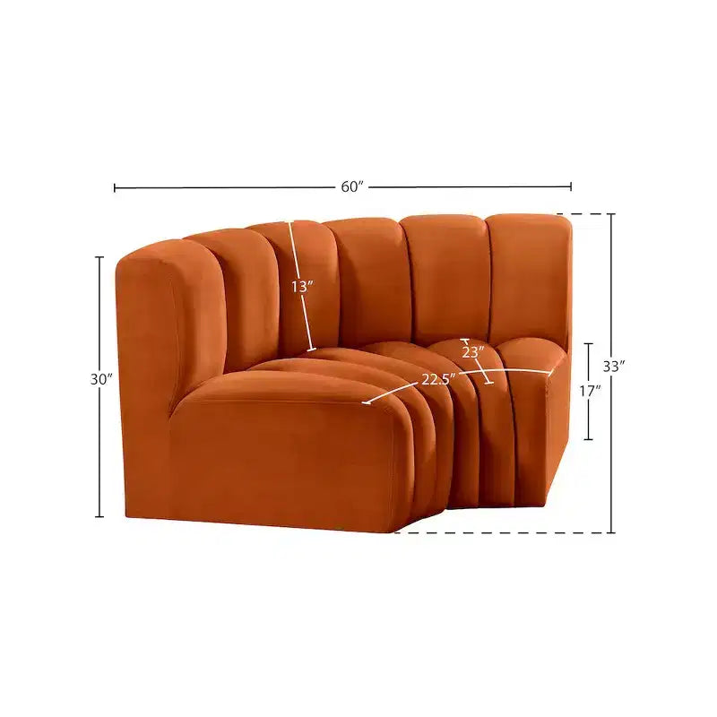 Meridian Furniture, Sofá Modular de Terciopelo Arc