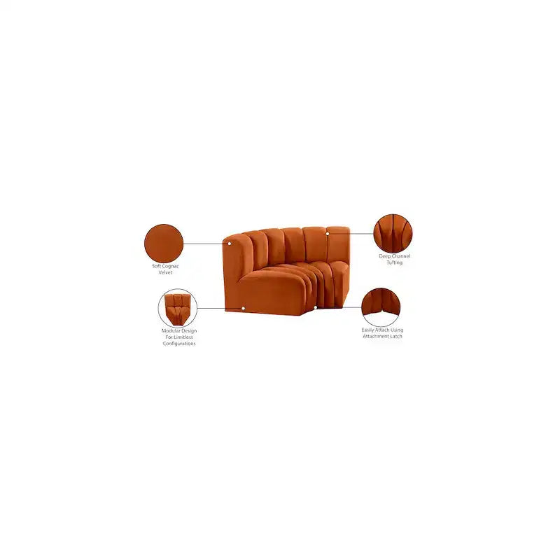 Meridian Furniture, Sofá Modular de Terciopelo Arc