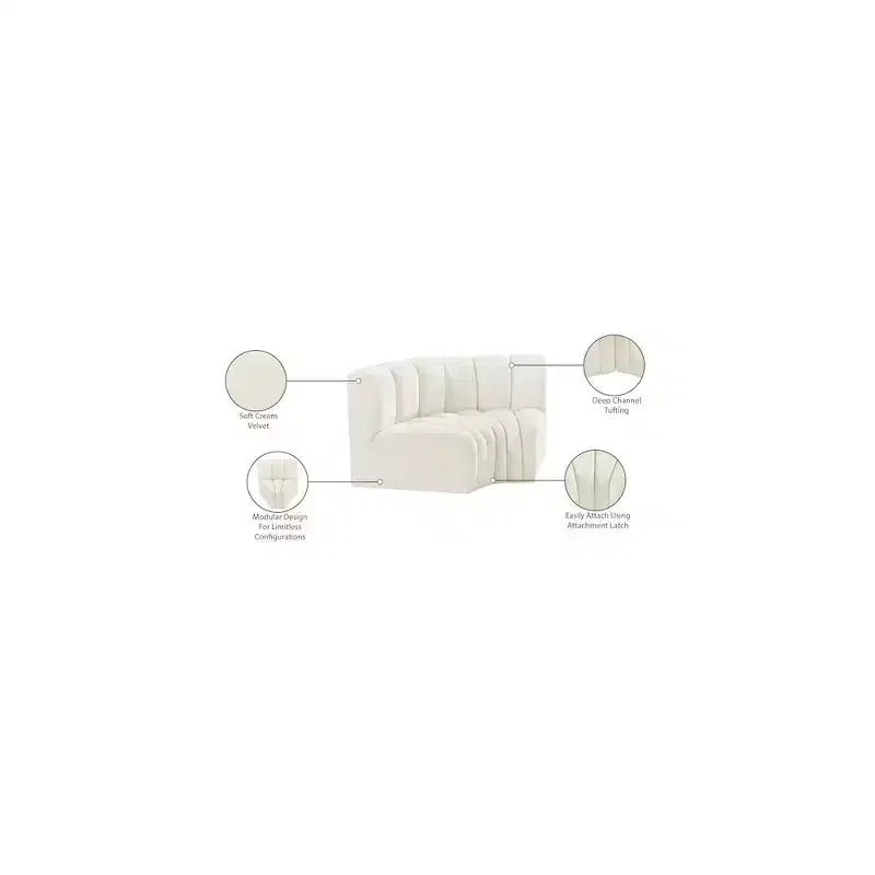 Meridian Furniture, Sofá Modular de Terciopelo Arc
