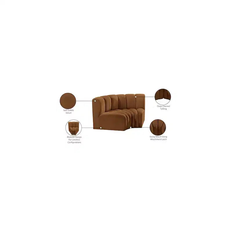 Meridian Furniture, Sofá Modular de Terciopelo Arc