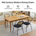 Juego de 2 sillas de comedor, modernas sillas de comedor tapizadas en terciopelo con respaldo de ratán y patas de metal resistentes