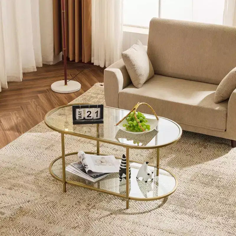 Mesa de centro ovalada de cristal Karl Home
