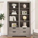 72 Tall Book Shelf with Storage, Farmhouse Floor Standing Bookcase,Book Shelf with 4 Drawers, Freestanding Display Storage Shelves for Home Offices