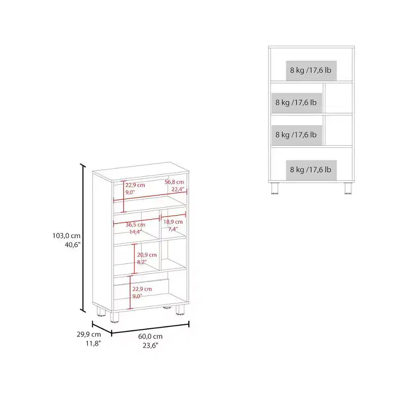 FM Furniture, Estantería Charco de melamina con seis baldas