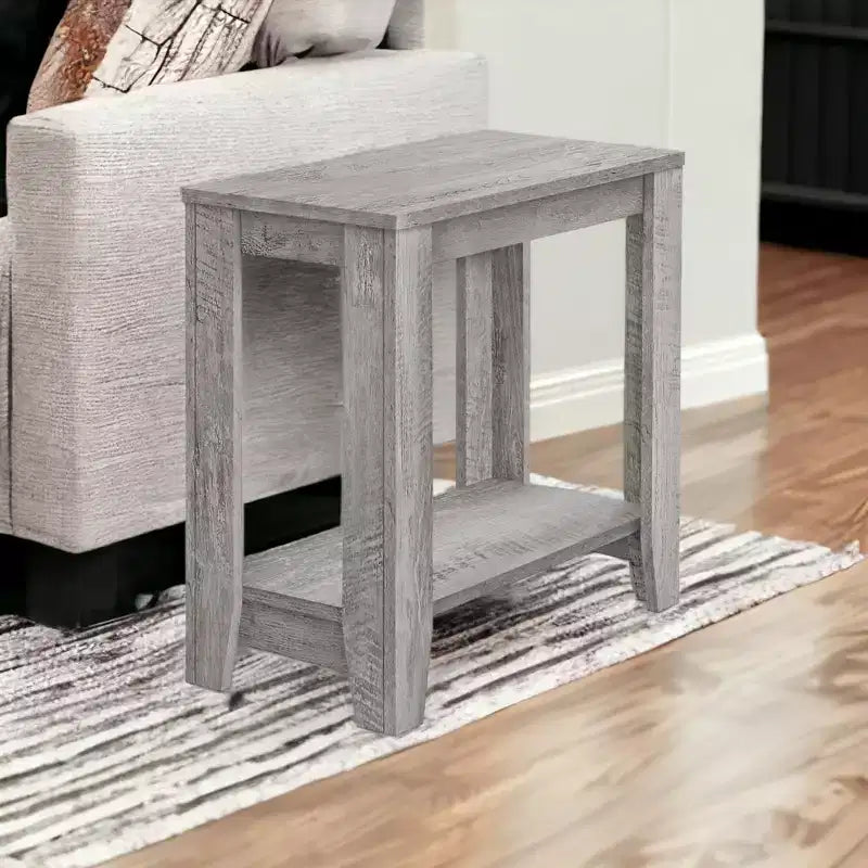HomeRoots 22 Mesa auxiliar de madera gris con estante