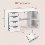 Escritorio para computadora de 53 pulgadas Costway con tomas de corriente, escritorio ejecutivo grande con 4 cajones de almacenamiento, gris/blanco