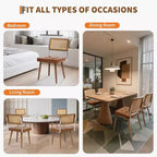 Juego de 2 sillas de comedor modernas, sillas de cocina tapizadas de ratán natural, silla decorativa, sillas laterales sin brazos con tela de terciopelo tapizada
