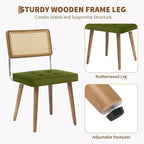 Juego de 2 sillas de comedor modernas, sillas de cocina tapizadas de ratán natural, silla decorativa, sillas laterales sin brazos con tela de terciopelo tapizada