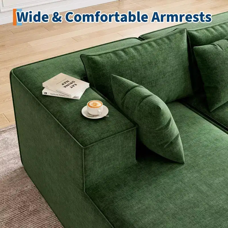 Sofás modulares seccionales para sala de estar, sofá seccional en forma de L con asiento profundo, sofá tapizado para dormitorio, no requiere montaje, chenilla.