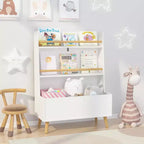 Estantería infantil, revistero, organizador de libros, mueble organizador de juguetes, blanco