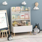 Estantería infantil, revistero, organizador de libros, mueble organizador de juguetes, blanco