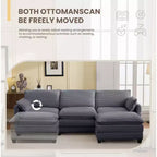 Sofá Seccional en Forma de L Hyleory Corduroy, Sofá de 3 Plazas con Otomana Movible, Muebles Modulares para Sala de Estar para Apartamentos