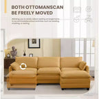 Sofá Seccional en Forma de L Hyleory Corduroy, Sofá de 3 Plazas con Otomana Movible, Muebles Modulares para Sala de Estar para Apartamentos