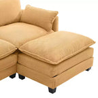 Sofá Seccional en Forma de L Hyleory Corduroy, Sofá de 3 Plazas con Otomana Movible, Muebles Modulares para Sala de Estar para Apartamentos