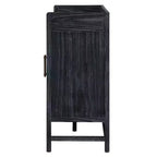 Aparador Hostack con puertas decorativas de ratán, mueble de almacenamiento para comedor y sala de estar, negro+natural