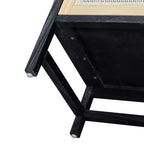 Aparador Hostack con puertas decorativas de ratán, mueble de almacenamiento para comedor y sala de estar, negro+natural