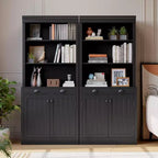 Estantería de 70 5 niveles, con puertas y cajón, aparador de despensa moderno con estante ajustable, armario de almacenamiento de madera para sala de estar, oficina en casa, negro