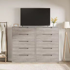 COZONY Cómoda de 5 cajones para dormitorio, armario vertical alto de madera de 50, mueble de almacenamiento independiente para sala de estar, pasillo, entrada