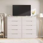 COZONY Cómoda de 5 cajones para dormitorio, armario vertical alto de madera de 50, mueble de almacenamiento independiente para sala de estar, pasillo, entrada