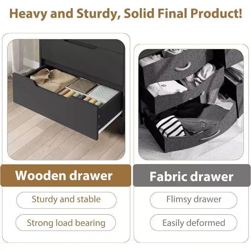 COZONY Cómoda de 5 cajones para dormitorio, armario vertical alto de madera de 50, mueble de almacenamiento independiente para sala de estar, pasillo, entrada