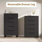 COZONY Cómoda de 5 cajones para dormitorio, armario vertical alto de madera de 50, mueble de almacenamiento independiente para sala de estar, pasillo, entrada